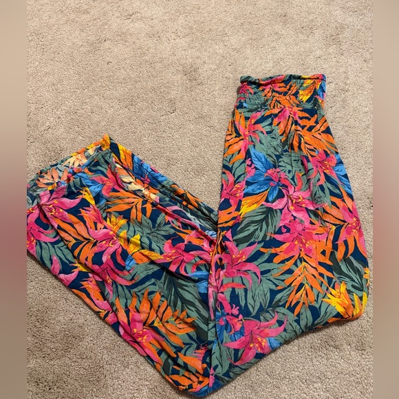 Shade & Shore Pants - swim cover up Tropical Floral Wide-Leg Pants in Navy, Pink & Orange